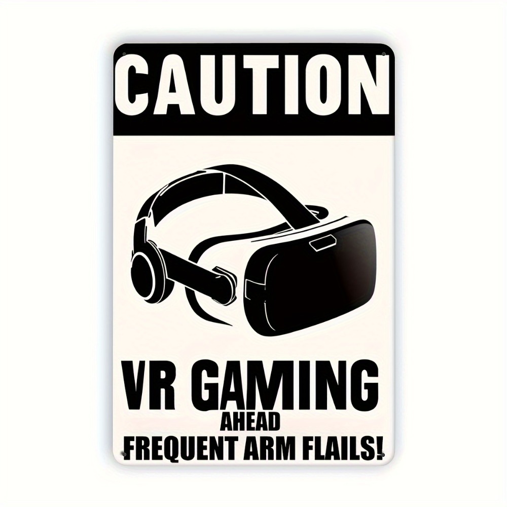 Retro Gaming Vr - 1PC Caution VR Gaming Metal Tin