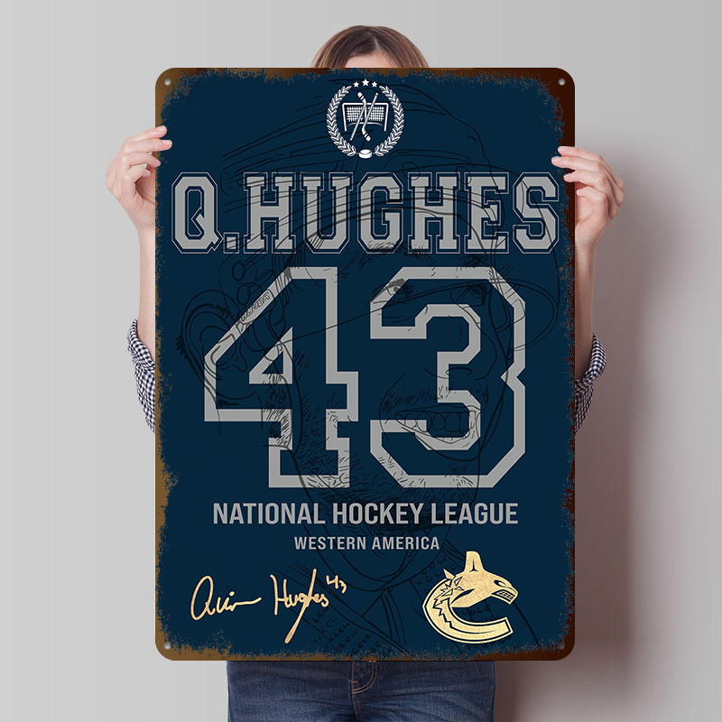 Retro Gaming Vancouver - Quinn Hughes 43 Vancouver Metal Poster